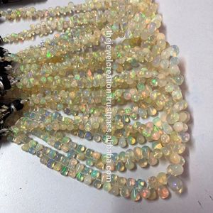 Cadena de cuentas de ópalo etíope natural AAA de 3 mm y 4 mm, lisas, en forma de gota, para la fabricación de joyas, collares y pulseras - Product Image 1
