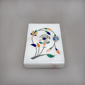 Porte-stylo moderne en marbre indien fait main avec incrustations, organisateur de bureau multicolore, décoration pour table, bureau, école, salon – Meilleure qualité d'usine - Product Image 2