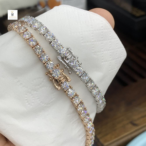 Lab Grown Diamond Tennis <b>Bracelet</b> <b>Silver</b> White Gold Plated <b>Bangle</b> Emerald Cut Unisex Jewelry Party Wedding Anniversary Gift - Product Image 4
