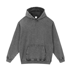 Sweat-shirt d'hiver pour homme de haute qualité, surdimensionné, lourd (430 g/m²), en coton 100 %, gris, en molleton, à séchage rapide, anti-plis, effet délavé à l'acide - Product Image 2