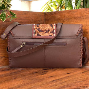 2024 venta al por mayor nuevo bolso cruzado de cuero de vaca Floral bohemio occidental bolso de diseñador para mujer Logotipo de cuero genuino mecanizado a mano - Product Image 4