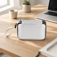 Sac de voyage ignifuge à double couche pour câbles, chargeurs, batterie externe, accessoires électroniques portables, étui argenté pour les voyages