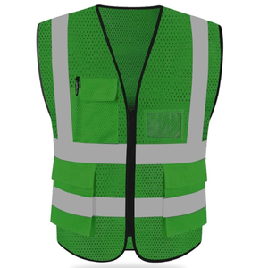 Gilet de sécurité réfléchissant vert avec plusieurs poches pour uniforme de garde, utilisation toutes saisons, matériau polyester unisexe - Product Image 6