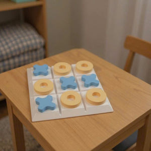 Durable Casual American Pine Plywood Kids Tic Tac Toe Game Set for <b>5</b> to 7 Years Old Children's <b>Play</b> Areas - Product Image 6