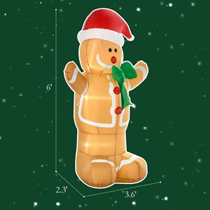 Omino di Pan di Zenzero Gonfiabile Illuminato a LED da 1,8 m per Decorazioni Natalizie da Esterno - Product Image 3