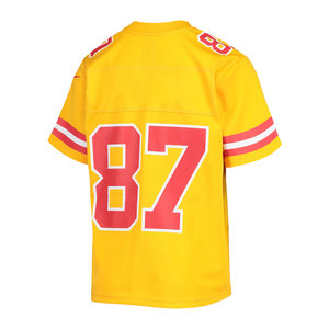 Custom Maroon Gold American Football Jersey V-Neck Short Sleeve Mesh Breathable 100% Polyester Sublimated Print Front Team <b>Name</b> - Product Image 2