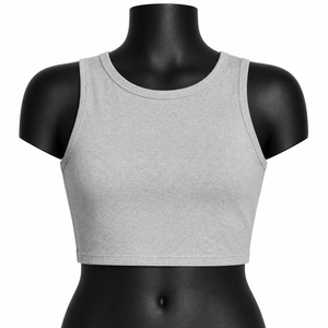 Custom Grey Women <b>Crop</b> Tank <b>Top</b> Sleeveless Yoga Gym Fitness Activewear OEM Wholesale Sportswear Cheap Price Breathable - Product Image 3