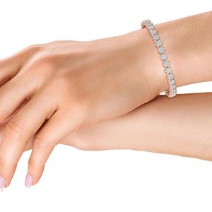 สร้อยข้อมือเพชรทรงกลมแบบคลัสเตอร์ 3.52 กะรัต ทำจากทองคำโรสโกลด์ 9K - Product Image 1
