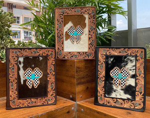 Classeur de portefeuille de conférence en cuir de luxe A4 repoussé à la main Nouveaux emplacements pour cartes à glissière et porte-ordinateur portable avec accent d'arc élégant - Product Image 4