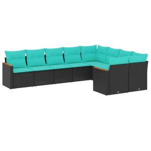 Juego de sofás de patio de ratán sintético negro de 9 piezas con cojines, muebles elegantes para exteriores - Product Image 2