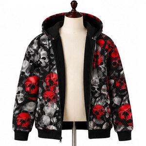 OEM Manufacturer Custom <b>Y2K</b> Trend Cotton Fleece <b>Streetwear</b> Zipper Regular Fit Gothic Vintage Rhinestone DTG Print Embroidered - Product Image 2