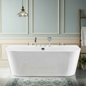 Bañera de Hidromasaje Moderna y Popular en el Mercado Europeo, de Acrílico Blanco, Independiente, con Desagüe de Superficie Sólida para Baño y Hotel - Product Image 3