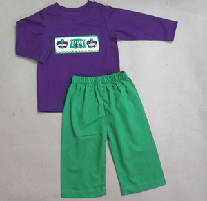 Vestido Infantil Morado a Cuadros con Bordado a Mano al por Mayor - Product Image 6