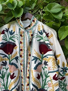 Handcrafted Suzani Embroidered Jacket Vintage Boho Floral Cotton Coat Unique Women Winter Blazer Festival Wear <b>Gift</b> For Her - Product Image 2