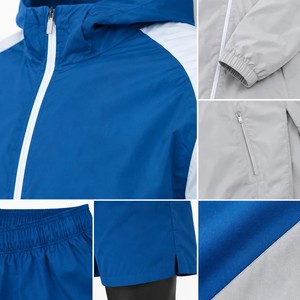 Conjuntos de Cortavientos Personalizados en Bloques de Color Azul Gris, Resistentes al Agua, para Todas las Estaciones, Ropa de Exterior con Cierre de Cremallera, Conjuntos Cortos de Cortavientos - Product Image 5