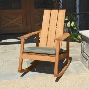 Classic <b>Teak</b> Wood Rocking <b>Chair</b> with Seat Cushion - Product Image 1