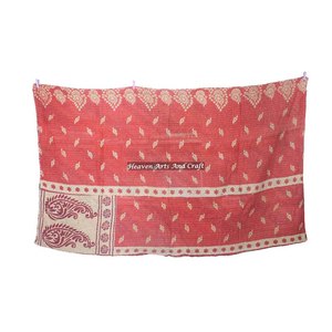 Indian Hand <b>Stitch</b> Fine Quality Reversible Cotton Kantha Quilts <b>Throws</b> Indian Reversible Hand Stitched Heavy <b>Throw</b> Old Sari - Product Image 4