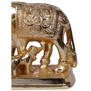 รูปปั้นทองเหลืองชุบทอง3นิ้วแม่วัวกับรูปน่องผลิตในอินเดีย - Product Image 3