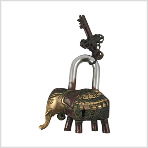 Cadenas décoratif vintage en laiton, style antique, avec clés, design orné gravé, quincaillerie rustique pour la décoration intérieure - Product Image 3