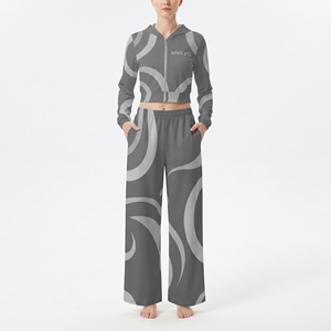 Conjunto Deportivo de Moda para Mujer, Sudadera con Estampado, Chaqueta Corta con Cierre, Pantalones Anchos, Ropa Deportiva - Product Image 4