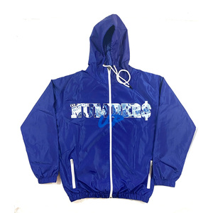 100% Cotton Breathable Quick Dry Water Resistant High Plus Size Fleece Lining Windbreaker Jacket Track Suit Set - Product Image 2