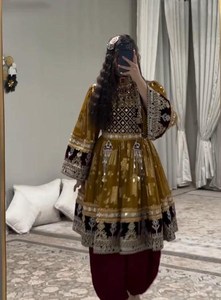 Robes Salwar Kameez Afghanes Kuchi Broderie Dentelle Haute Qualité Respirantes Robes de Mariage 2025 Vente Chaude en Gros - Product Image 3