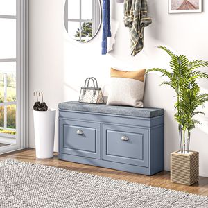 Panca portaoggetti per scarpe dal Design moderno con cuscino 2 cassetti in grigio contiene 8 paia di scarpe - Product Image 2