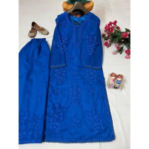 Hermoso conjunto de top y pantalón con bordado de hilo, talla XL - Product Image 3