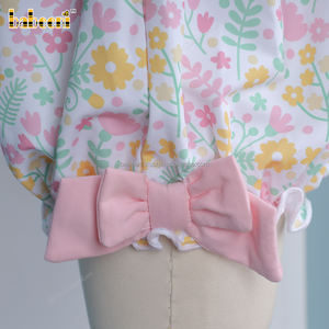 Patrón de personajes Impreso a mano Bebé Niños Ruffle Bubble OEM ODM Stock Verano Manga corta Botón a presión Mamelucos 100% Algodón - Product Image 6