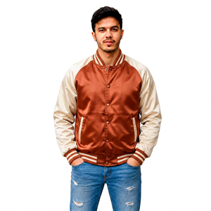 Giacca Varsity Personalizzata <span class=keywords><strong>in</strong></span> Raso con Maniche a Contrasto, Produttore di Abbigliamento Streetwear, Fornitore all'Ingrosso di Etichette Private OEM - Product Image 1