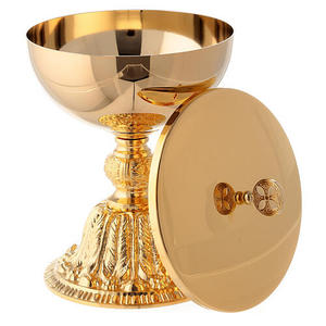 Ciborio de Latón con Tapa Cruzada, Ciborio Religioso de Latón para Iglesia, Ciborio de Latón para Celebraciones Navideñas, Sagrada Comunión, Altar - Product Image 1