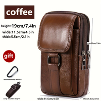 Nouvelle sacoche de ceinture en cuir véritable avec fermeture éclair, pochette portable multifonctionnelle pour téléphone, idéale pour l'extérieur