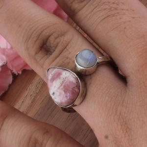 Bague de mariage classique en rhodochrosite rose naturelle, argent sterling 925, bande artisanale, bijoux fins pour femmes, cadeau d'anniversaire - Product Image 3