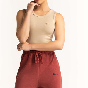 Camiseta sin mangas informal de punto acanalado para mujer - Mezcla de elastano/algodón de secado rápido, tejido de jersey transpirable y ecológico, longitud regular - Product Image 1