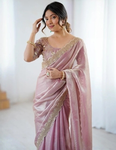 Sari indien brodé en viscose pour mariage et fête - Sans plis, séchage rapide - Product Image 4