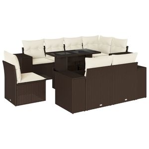 Conjunto de Sofás de Jardín Color Crema Marrón, 6 Plazas, Muebles de Ratán Resistentes a la Intemperie para Exteriores - Product Image 2
