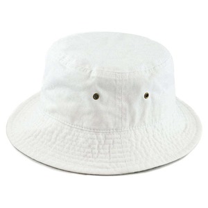 Sombrero de Pescador Unisex de Algodón Blanco Sólido, Casual, de Verano, para Playa, con Borde Ajustado, Multipanel, con Ojales - Product Image 1
