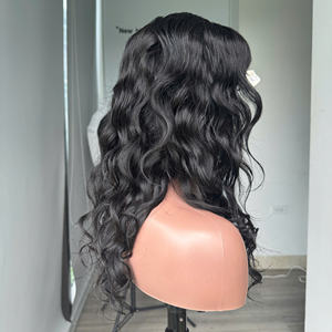 Precio al por mayor 100% Raw Virgin Vietnamita Humano Encaje Peluca Trama Natural Ondulado Negro Color Super Doble Extensiones de cabello dibujado - Product Image 1