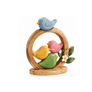 Wooden <b>Ring</b> Bird Sculpture Tabletop Home Decor Modern Farmhouse Living Room - Product Image 1