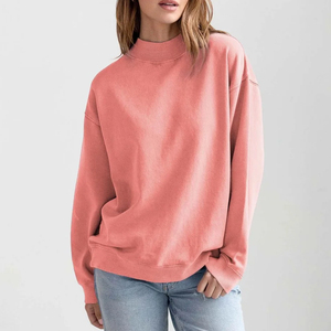 Pull tricoté pour femme, col montant, épaules tombantes, style oversize, streetwear, automne-hiver, vente en gros - Product Image 1