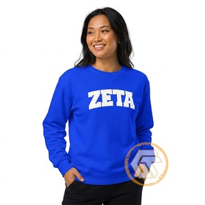 เสื้อสเวตเชิ้ตคอกลมปักลายตามสั่งสำหรับสตรีชมรม Zeta Phi Beta แบบย้อมสีพื้นสำหรับฤดูหนาว เนื้อผ้านุ่มสบาย สไตล์ลำลอง ขายส่ง - Product Image 3