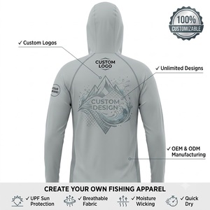 Camisa de Pesca con Capucha para Hombre, Protección Solar UPF 50, Poliéster de Secado Rápido, Antibacteriana, Antimosquitos, Personalizable - Product Image 4