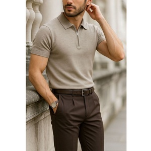 Chemise Homme Personnalisée de Haute Qualité avec Logo Respirant, Style Rétro Simple, Coupe Ample Décontractée, Manches Courtes Zippées, Col Rabattu – Exportation du Bangladesh - Product Image 1