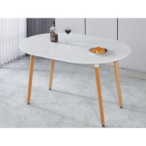 Tavolo da Pranzo Estensibile 100/140/180x100x75cm con Gambe in Legno per Ufficio o Caffetteria - Product Image 2