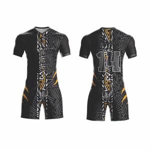 Custom Sublimated Yellow Ornate Rugby Uniform <b>Short</b> Sleeve <b>Compression</b> Jersey and <b>Shorts</b> Set - Product Image 2