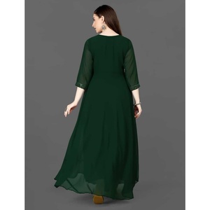 ROBE DE TRAVAIL BRODERIE GEORGETTE À LA MODE VERT - Product Image 3