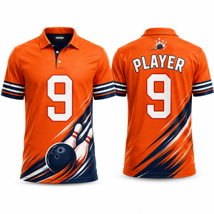 Custom Orange Sublimated <b>Bowling</b> Jersey – Personalized Team <b>Bowling</b> Shirt with Name & Number Custom Softball Jerseys Baseball - Product Image 1