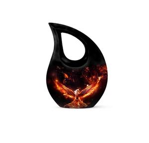 Urna Funeraria de Metal Plateado con Grabado de Carreras de Caballos, en Forma de Lágrima, para Cenizas Humanas de Adultos - Product Image 4