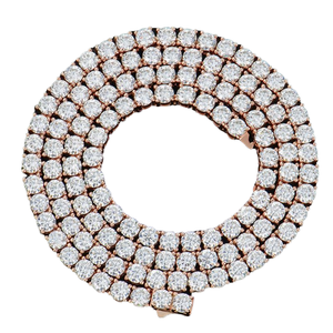 Luxury Rose Gold Round Moissanite Diamond Tennis <b>Chain</b> <b>Iced</b> <b>Out</b> VVS Hip Hop Necklace Unisex Statement Jewelry Premium Design - Product Image 2