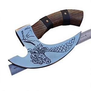 Hand-Forged Viking <b>Axe</b> | D2 Steel 9" Blade, 8" Olive Wood <b>Handle</b> & Leather Sheath Genuine Leather Sheath Eco-Friendly - Product Image 4